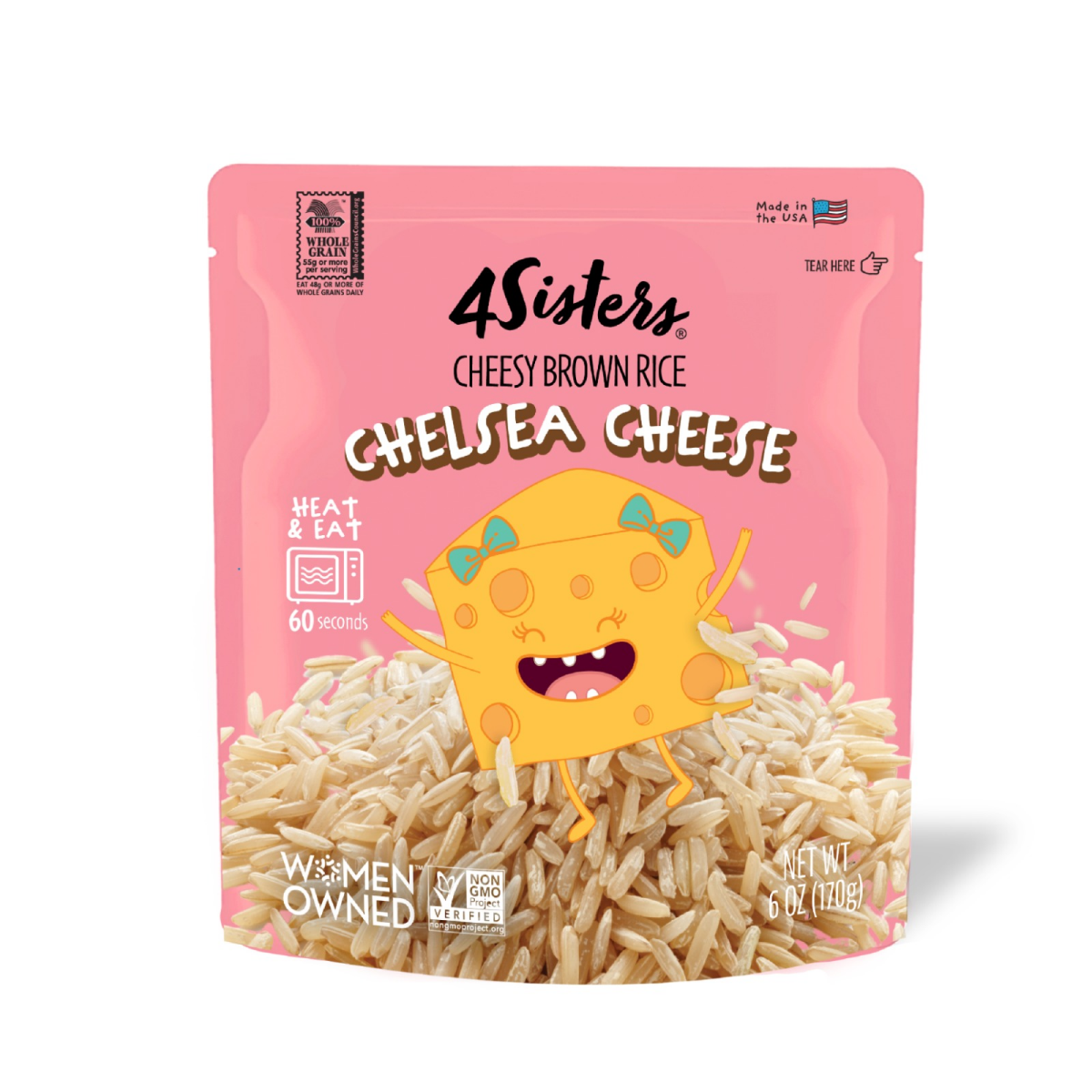 slide 1 of 1, 4Sisters Ready To Eat Organic Cheesy Brown Rice, 6 oz