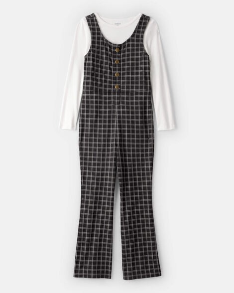slide 1 of 5, Oshkosh Girls 2-Piece Plaid Long-Sleeve Jumpsuit Multi 5, 2 pc