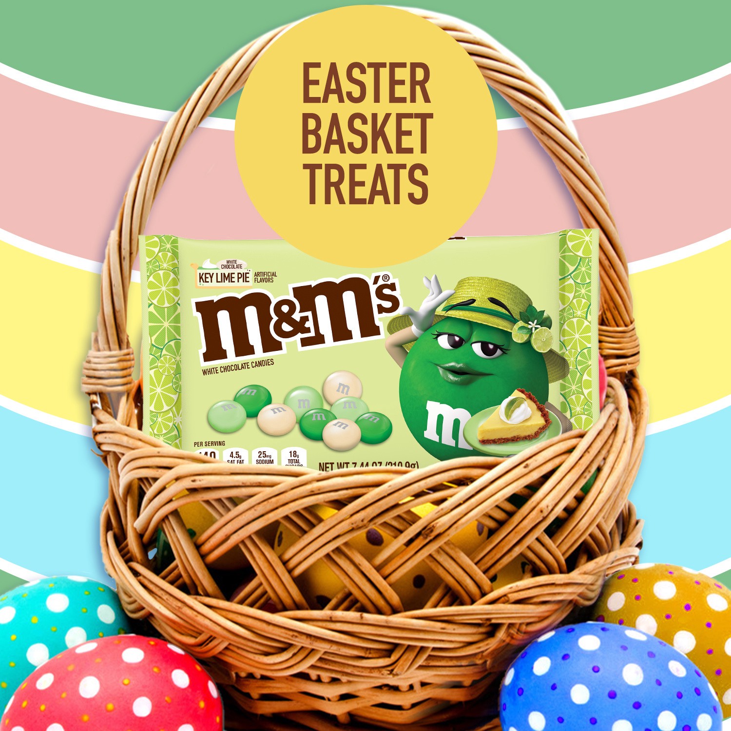 slide 8 of 8, M&M'S White Chocolate Key Lime Pie Easter Candy, 7.44 oz Bag, 7.44 oz