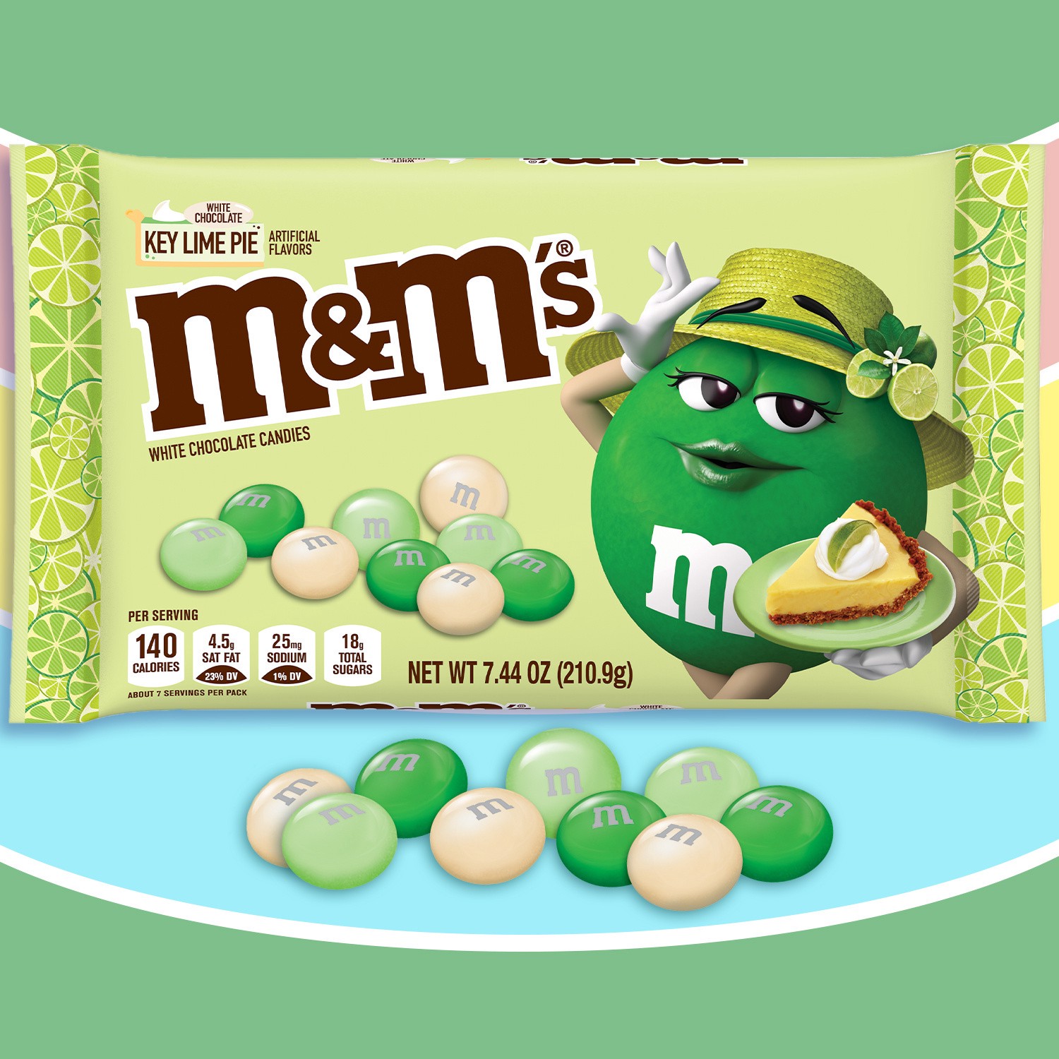 slide 6 of 8, M&M'S White Chocolate Key Lime Pie Easter Candy, 7.44 oz Bag, 7.44 oz