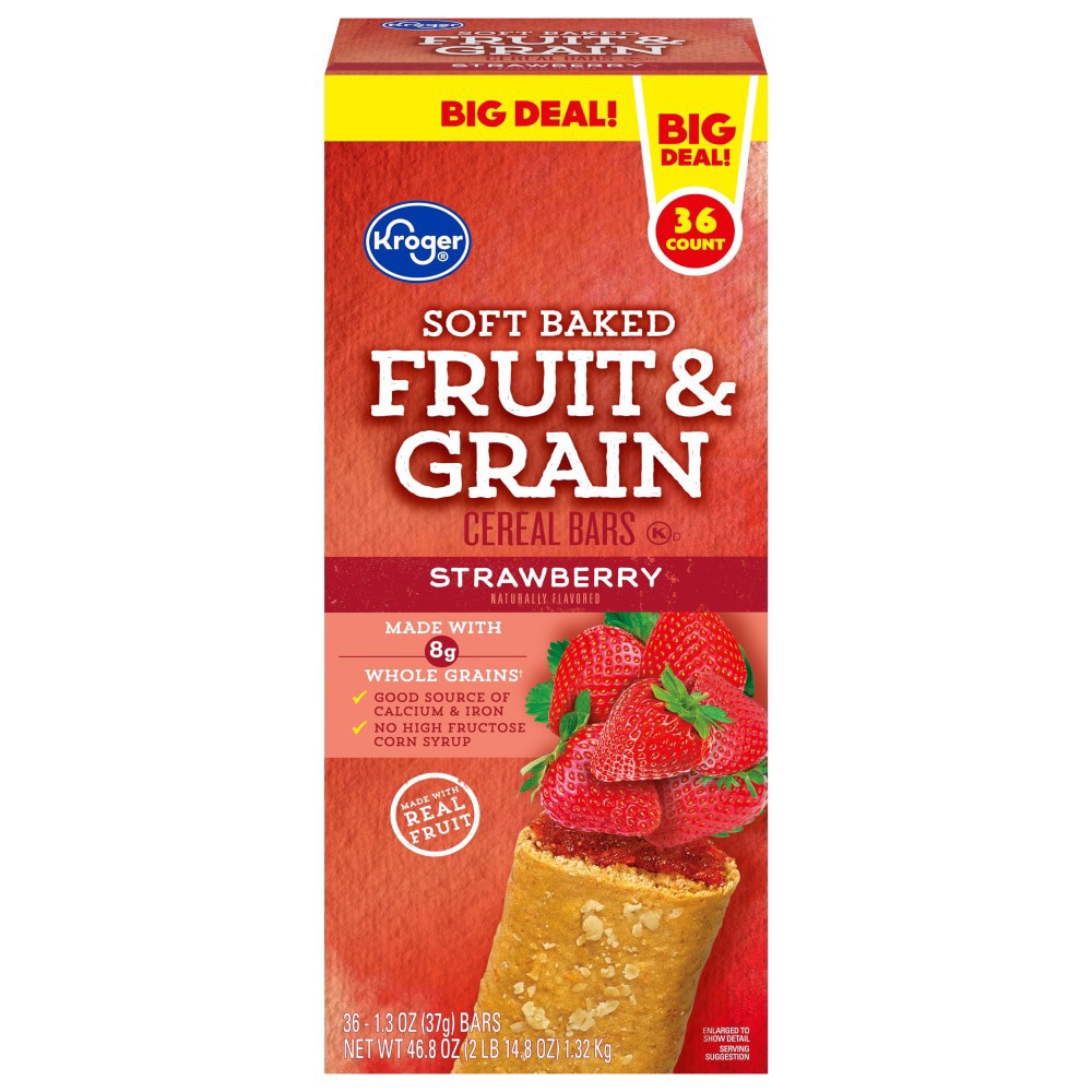 slide 1 of 4, Kroger Soft Baked Fruit & Grain Strawberry Cereal Bar, 46.8 oz