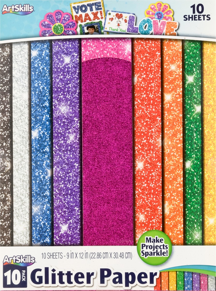 slide 2 of 13, ArtSkills Artskills! Glitter Premium Paper, Multi Color Pack, 10 ct