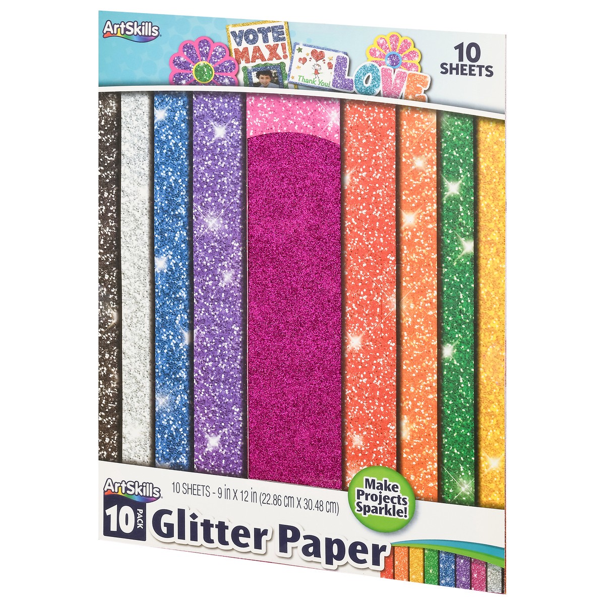 slide 3 of 13, ArtSkills Artskills! Glitter Premium Paper, Multi Color Pack, 10 ct