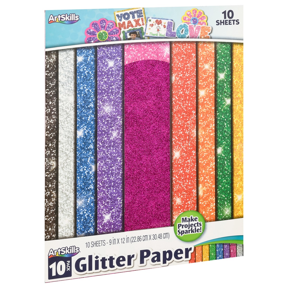 slide 7 of 13, ArtSkills Artskills! Glitter Premium Paper, Multi Color Pack, 10 ct