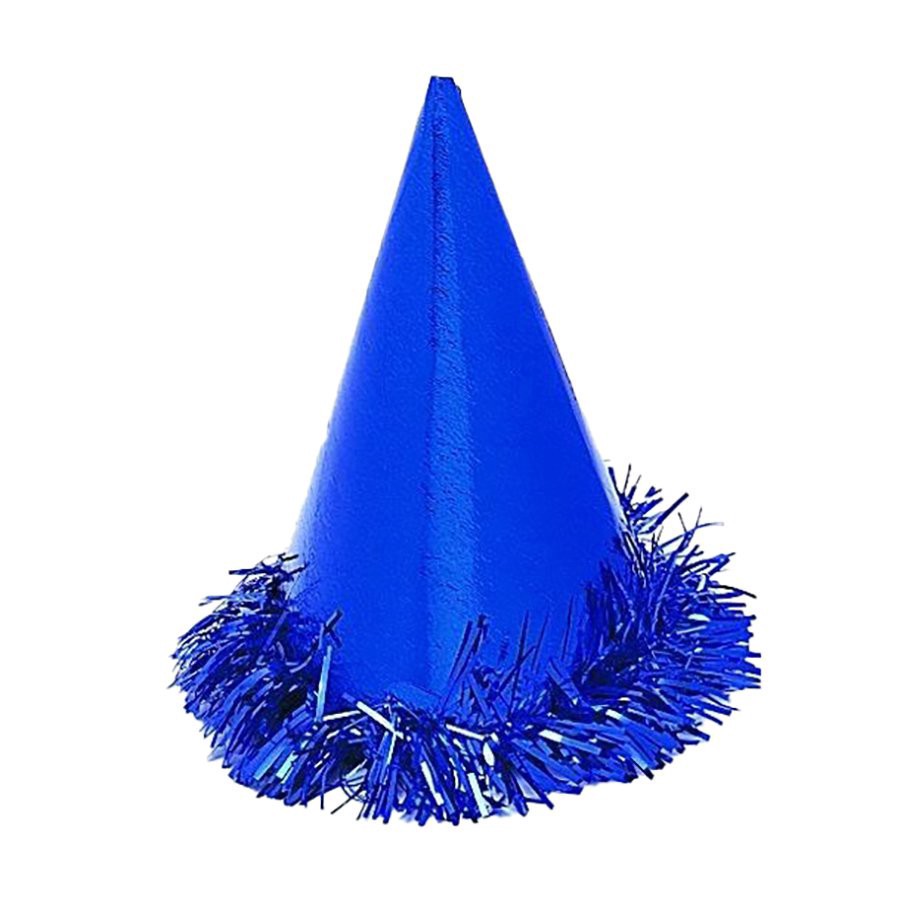 slide 1 of 1, Unique Industries Unique Blue Fringed Foil Hats, 6 ct