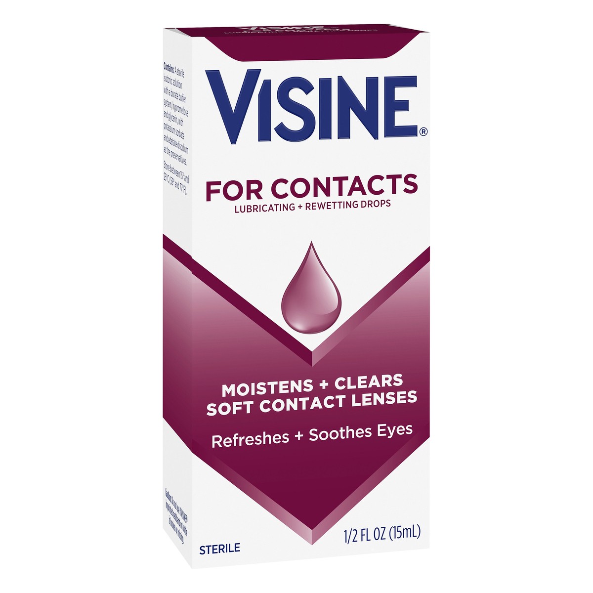 slide 2 of 7, Visine For Contacts Lubricating + Rewetting Drops, Sterile Refreshing & Rewetting Drops for Daily and Soft Contact Lenses, Thimerosal-Free, 0.5 fl. oz, 0.50 fl oz