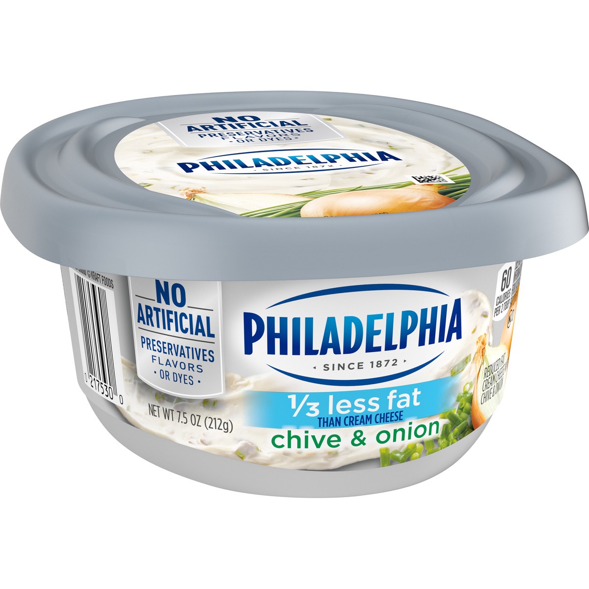 slide 10 of 14, Philadelphia Chive & Onion Reduced Fat Cream Cheese Spread with 1/3 Less Fat, 7.5 oz Tub, 7.5 oz