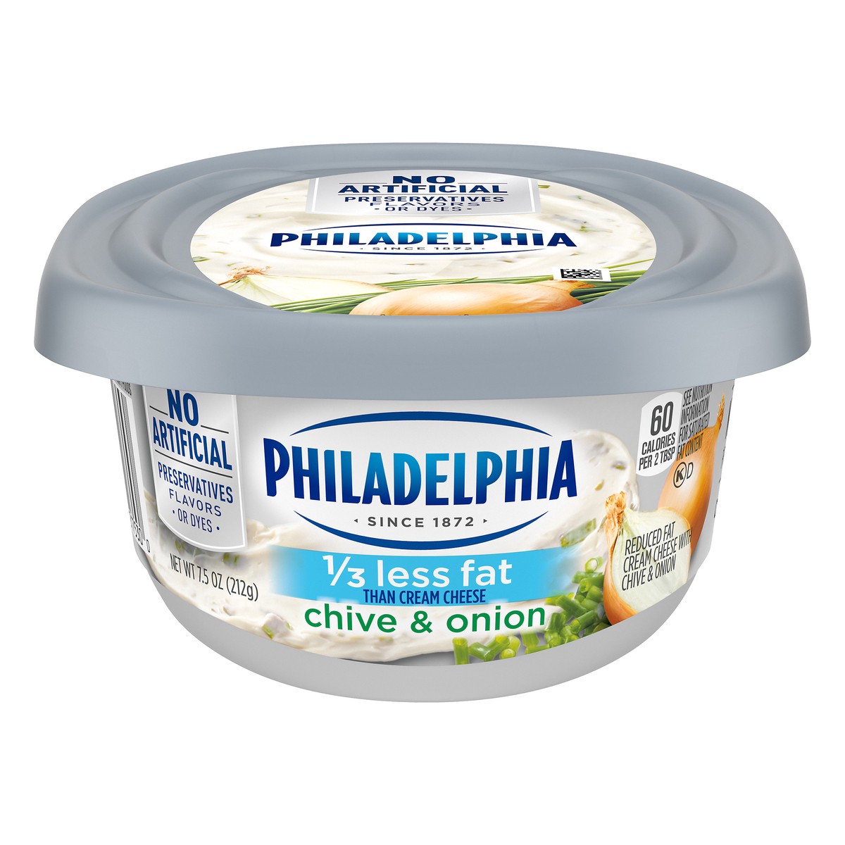 slide 13 of 14, Philadelphia Chive & Onion Reduced Fat Cream Cheese Spread with 1/3 Less Fat, 7.5 oz Tub, 7.5 oz