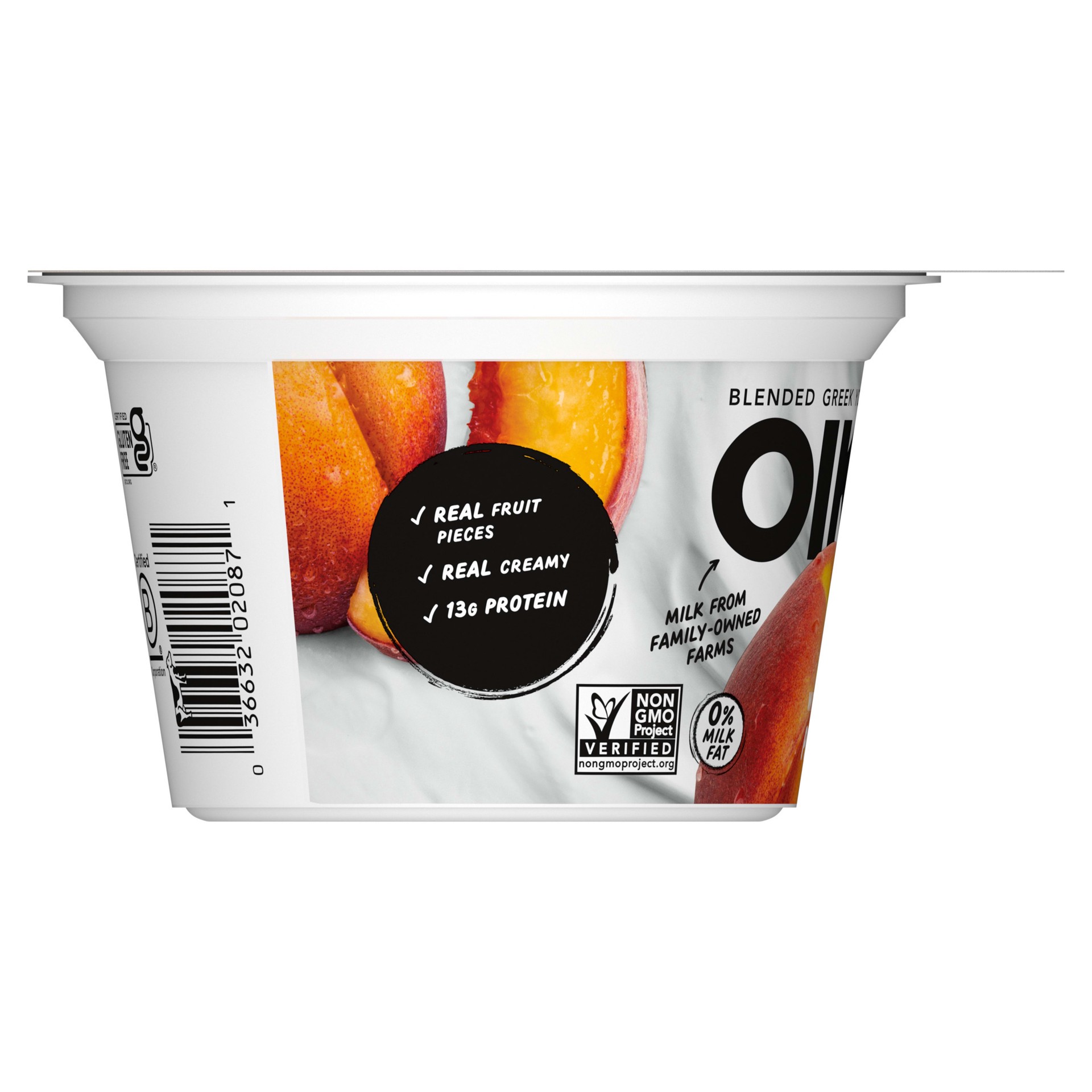 slide 3 of 5, Oikos Blended Greek Nonfat Yogurt, Peach, 5.3 oz., 5.3 oz