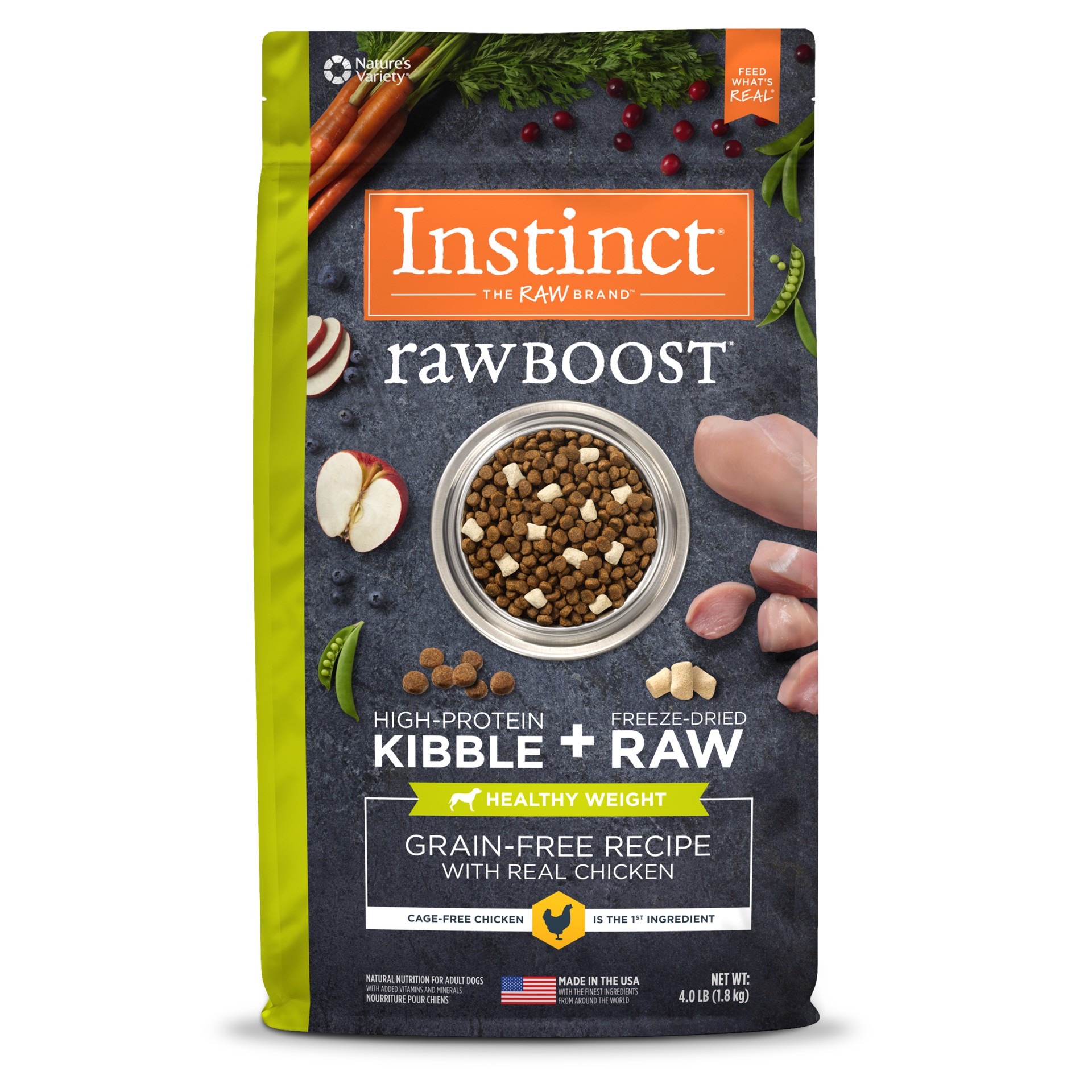 slide 1 of 8, Instinct Raw Boost Healthy Weight Chicken Dry Dog Food, 4 lb. Bag, 4 lb