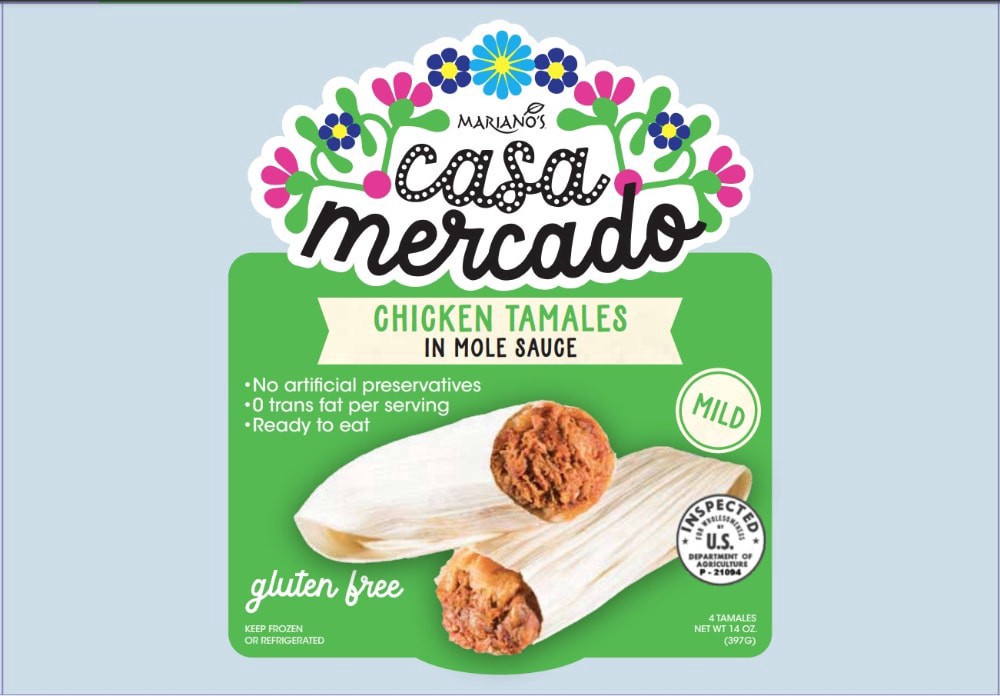 slide 1 of 1, Mariano's Case Mercado Mild Chicken Tamles In Mole Sauce, 4 ct; 14 oz