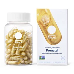 Ritual Prenatal Multivitamin with Folate, Choline, Vegan Omega-3 DHA and Chelated Iron Vegan Capsules - Citrus Essenced - 60 ct