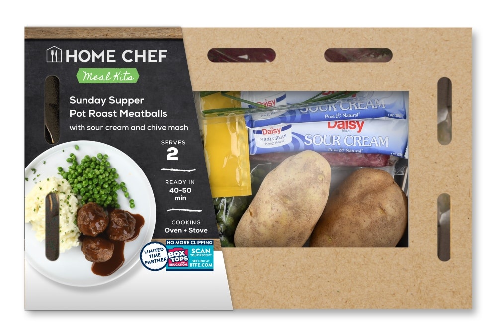 slide 1 of 1, Home Chef Meal Kit Sunday Supper Pot Roast Meatballs With Sour Cream And Chive Mash, 36 oz