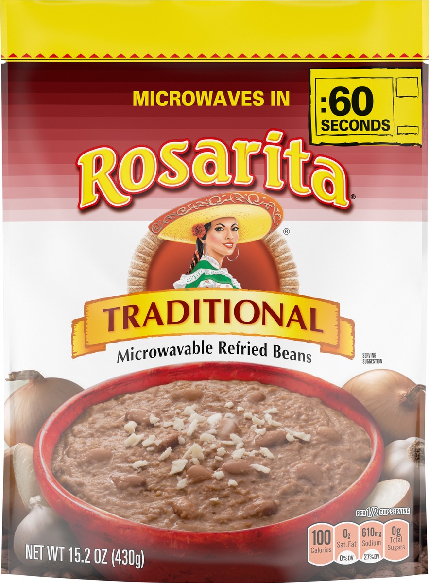 slide 9 of 10, Rosarita Traditional Microwavable Refried Beans 15.2 oz, 15.2 oz