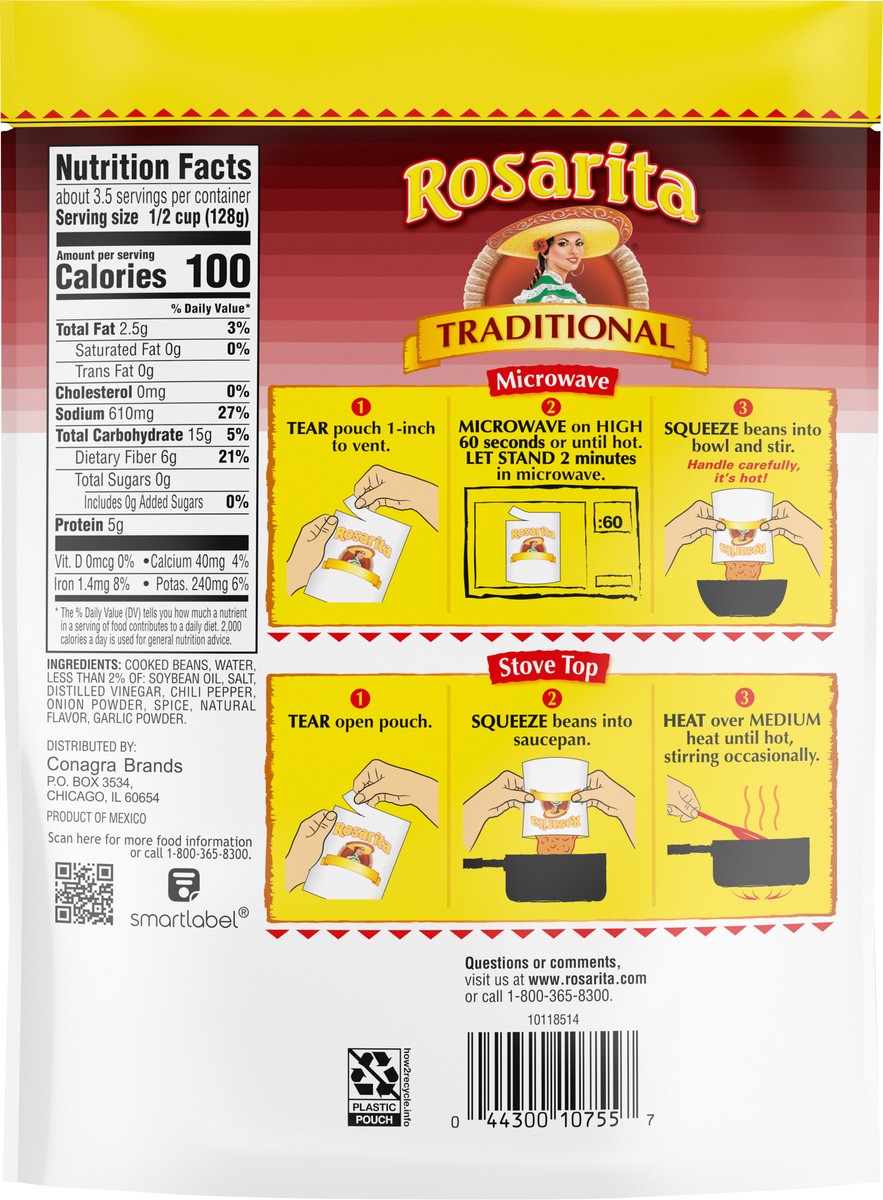 slide 10 of 10, Rosarita Traditional Microwavable Refried Beans 15.2 oz, 15.2 oz