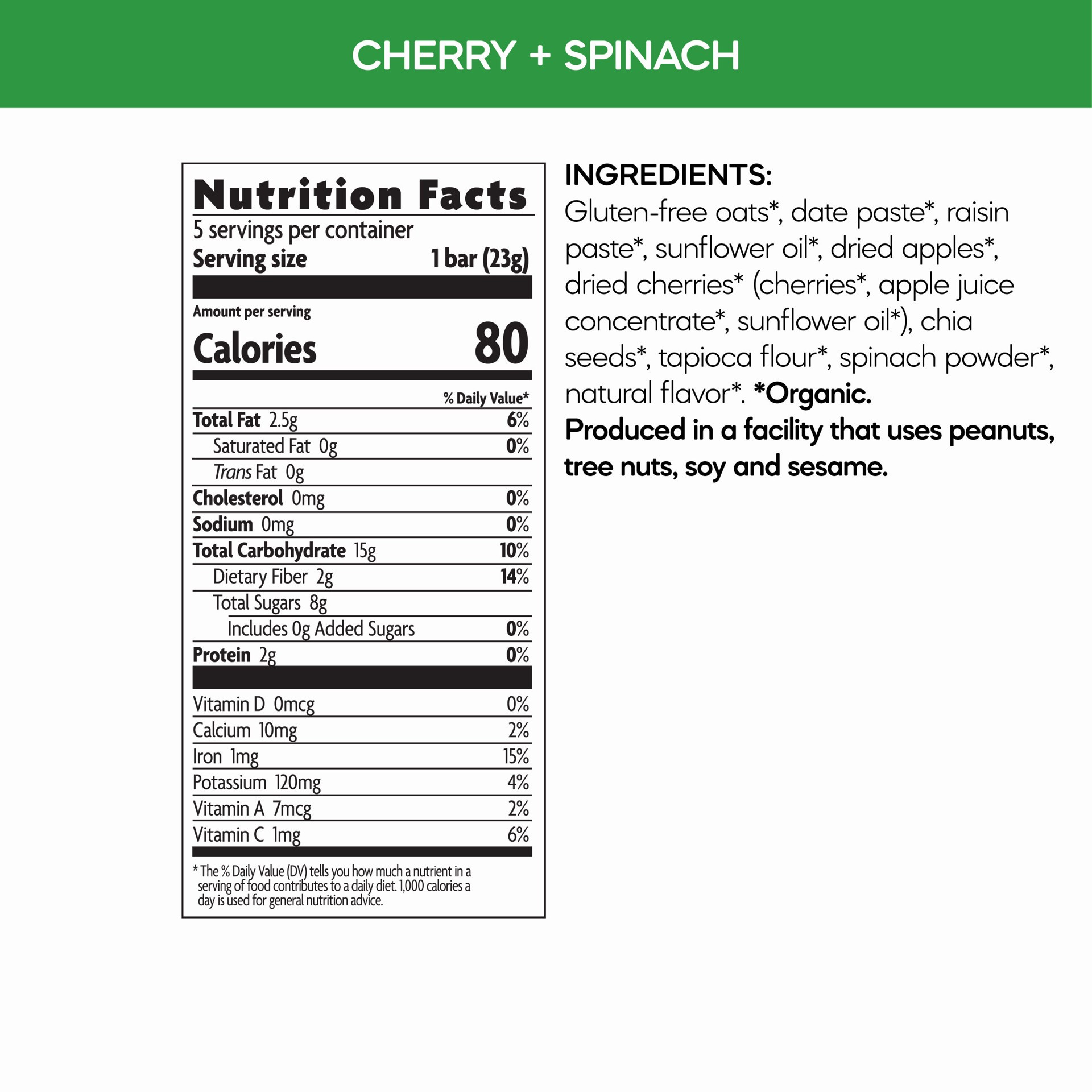 slide 3 of 3, Nature's Path Organic Oaty Chomps Organic Cherry + Spinach Bars 5 Bars, 5 ct