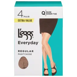 L'eggs Everyday Nude Regular Pantyhose Q Extra Value 4 ea
