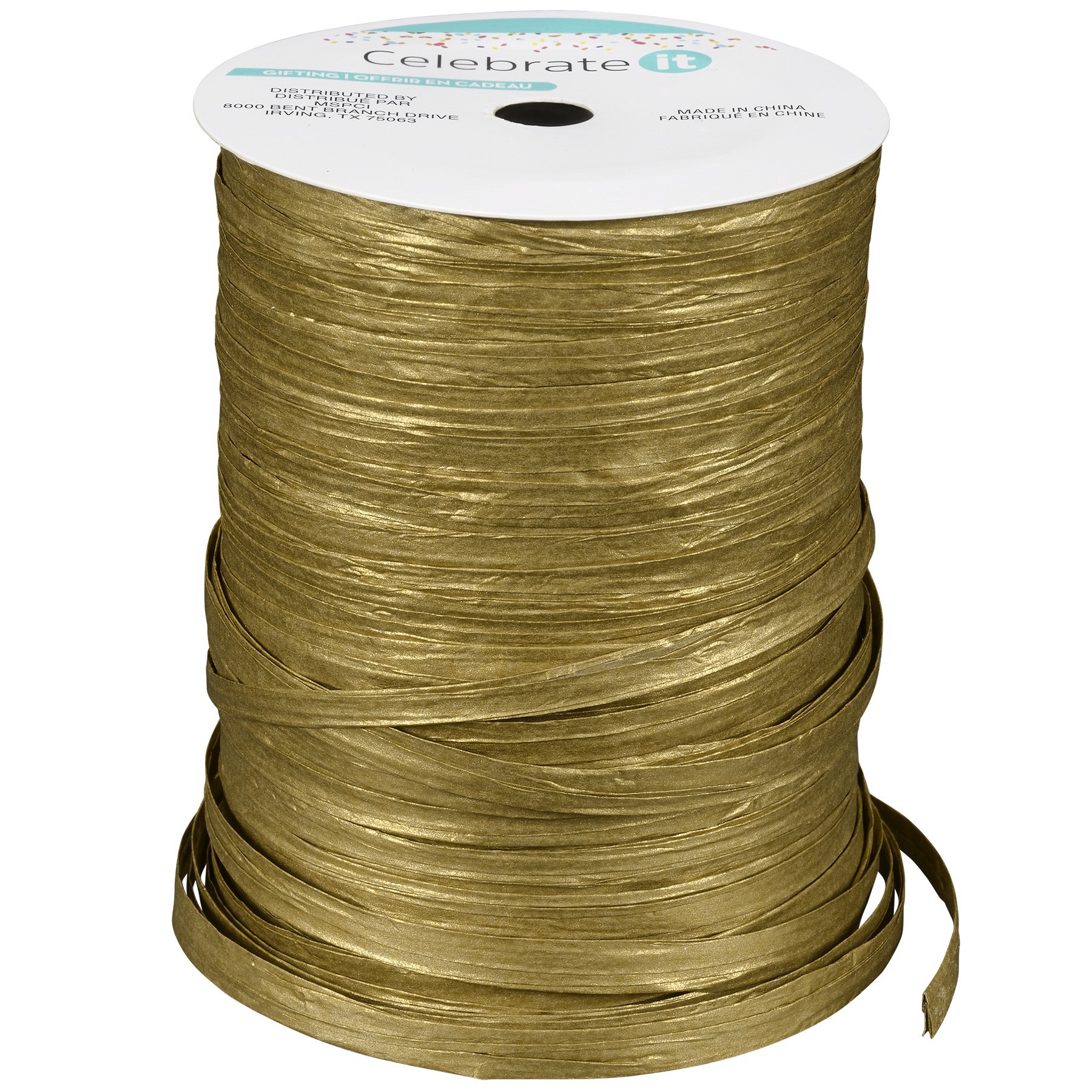 slide 2 of 3, 75yd. Gold Metallic Raffia Ribbon By Celebrate It, 75 yd