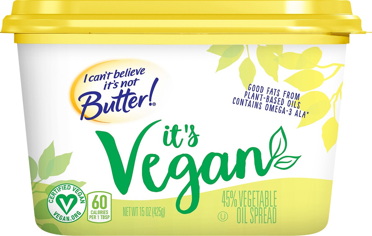 slide 7 of 9, I Can't Believe It's Not Butter! Vegan 45% Vegetable Oil Spread 15 oz, 15 oz