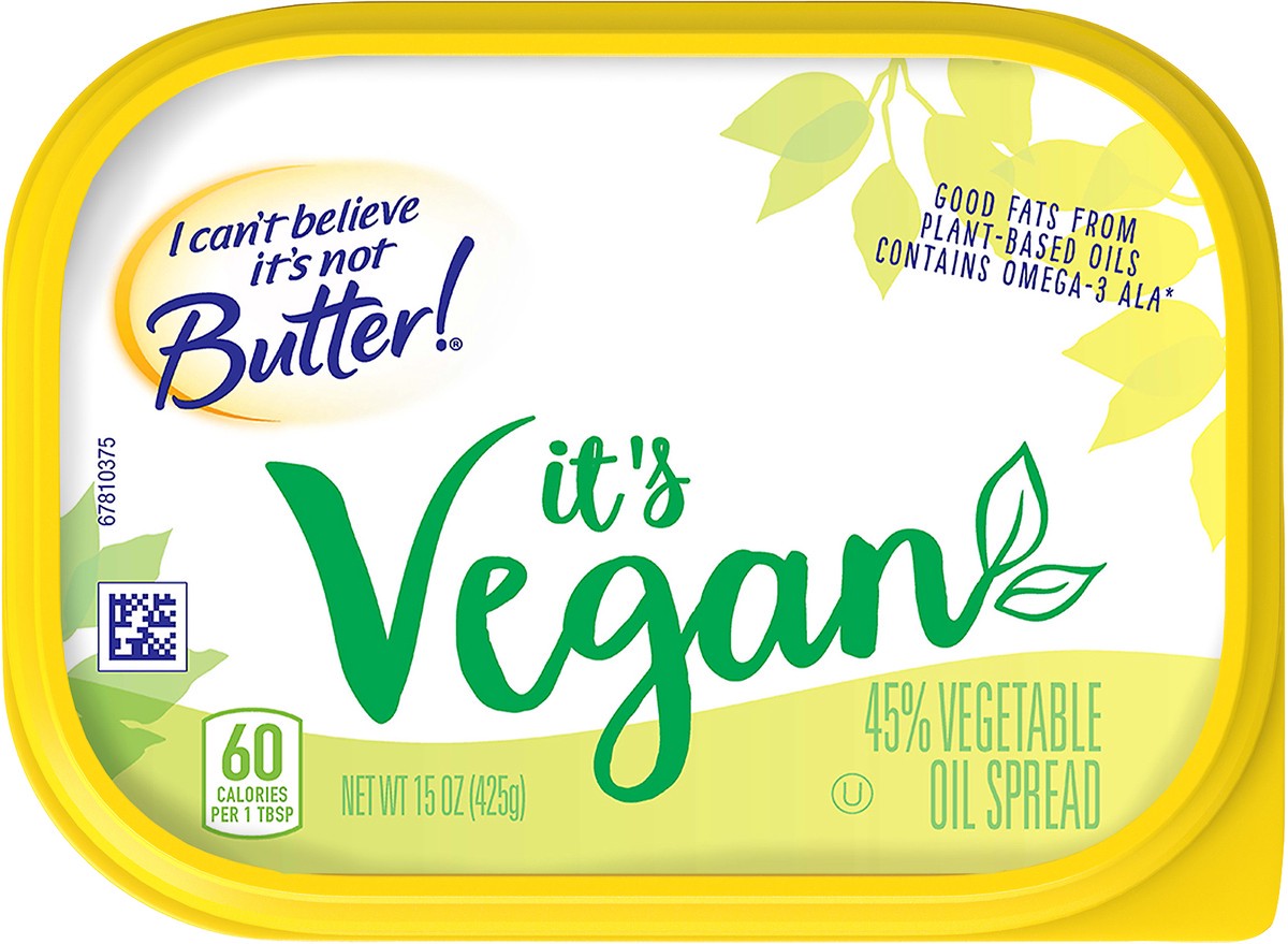 slide 3 of 9, I Can't Believe It's Not Butter! Vegan 45% Vegetable Oil Spread 15 oz, 15 oz