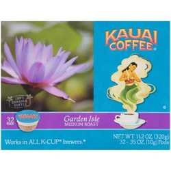 Kauai Coffee Garden Isle Medium Roast Ground Coffee K-Cups - 11.2 oz