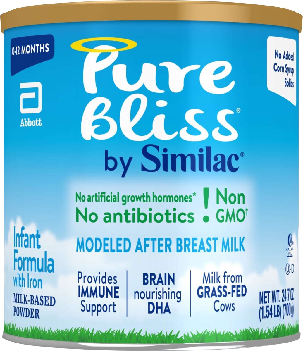 slide 7 of 8, Similac Pure Bliss 0-12 Months Milk-Based Powder Infant Formula with Iron Baby 24.7 oz, 24.7 oz
