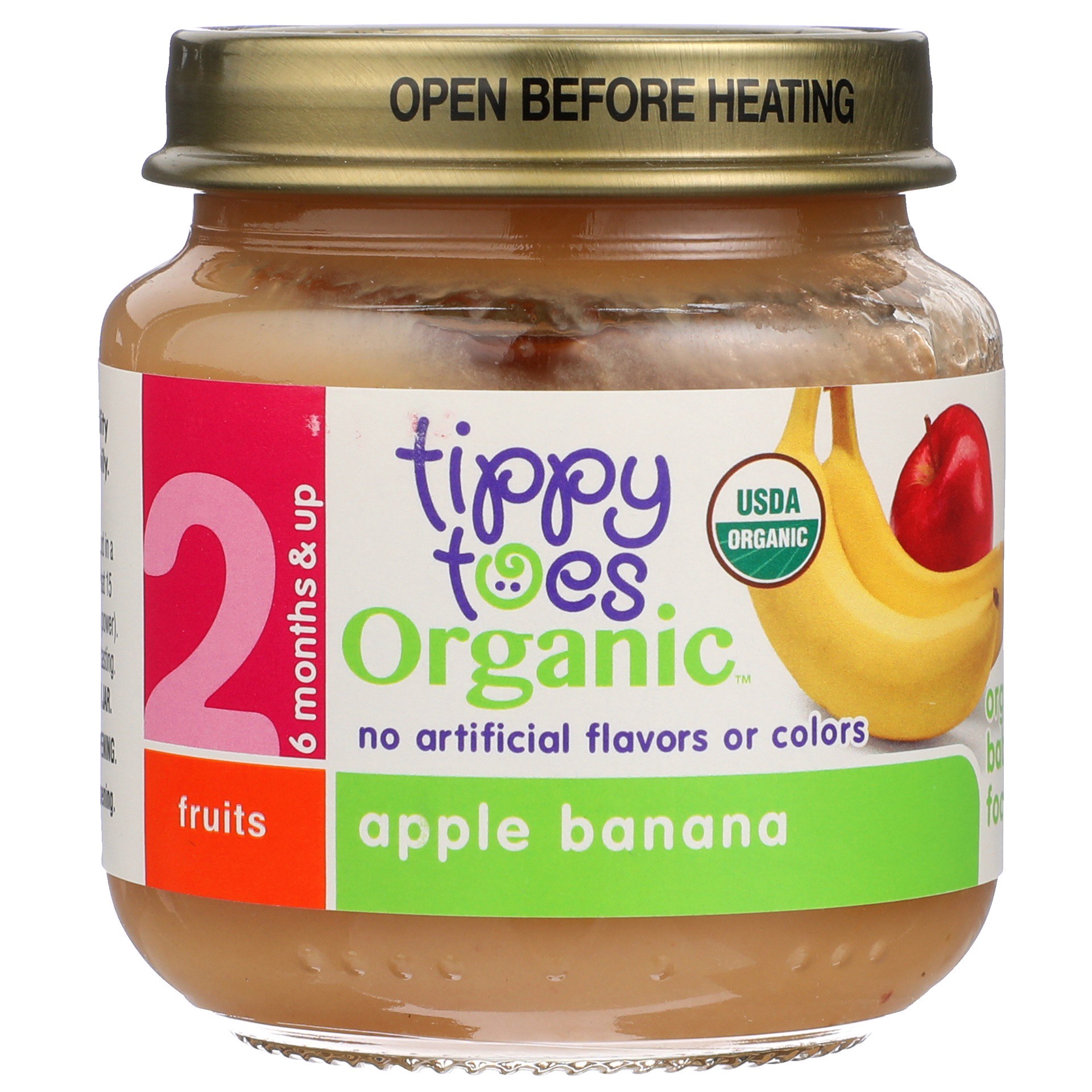 slide 1 of 6, Tippy Toes Organic Baby Food Apple Banana, 4 oz