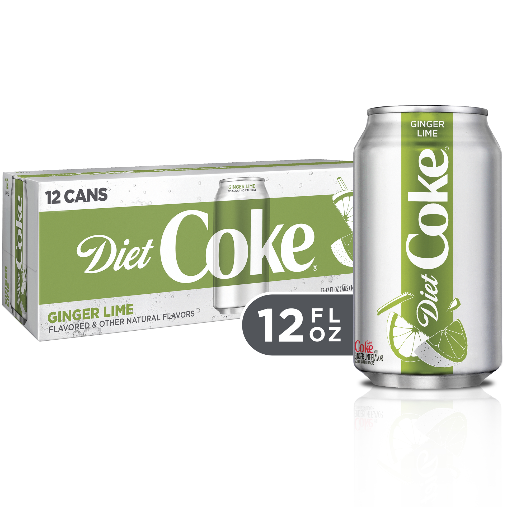 slide 1 of 7, Diet Coke 12 Pack Ginger Lime Cola 12 ea, 12 ct