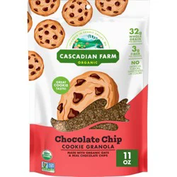 Cascadian Farm Organic Chocolate Chip Cookie Granola, Whole Grain and Fiber - 11 oz