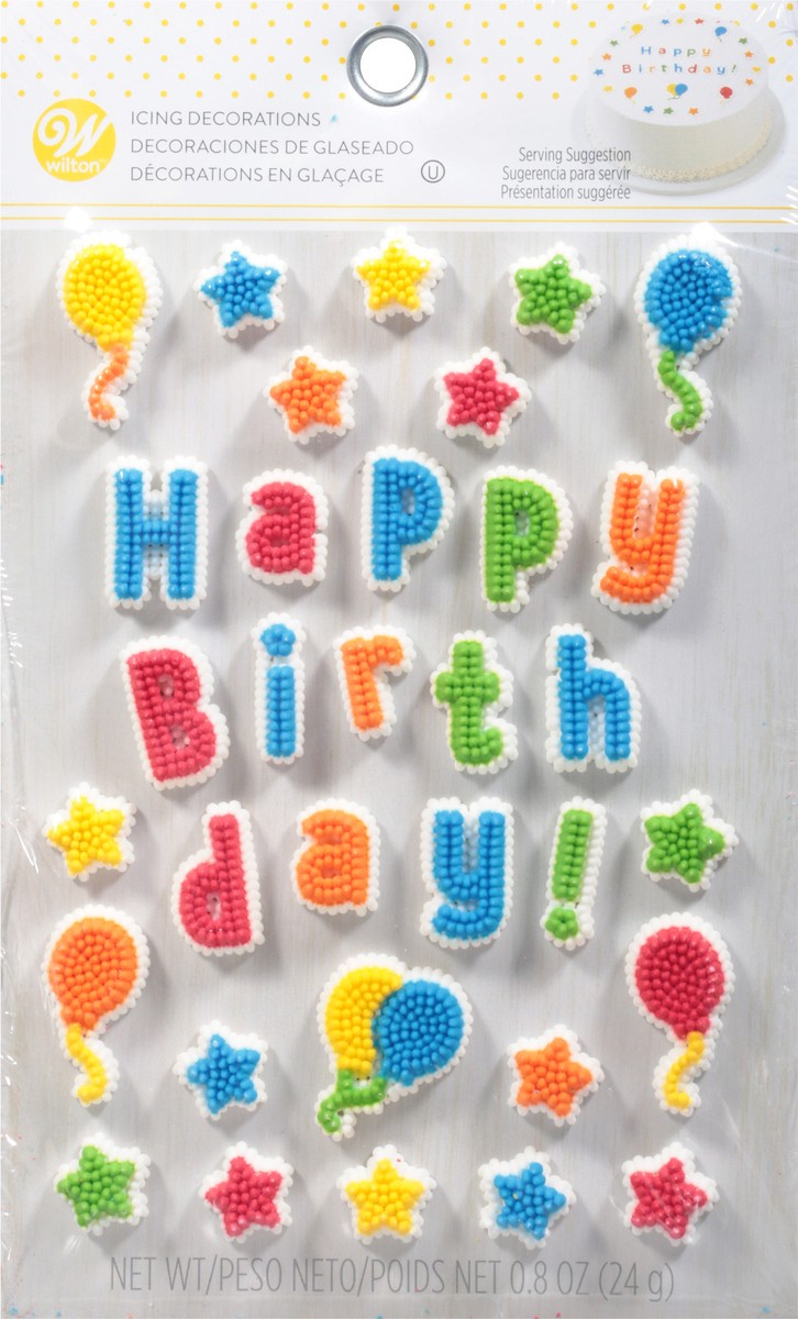 slide 6 of 9, Wilton Happy Birthday Icing Decorations, 0.92 oz