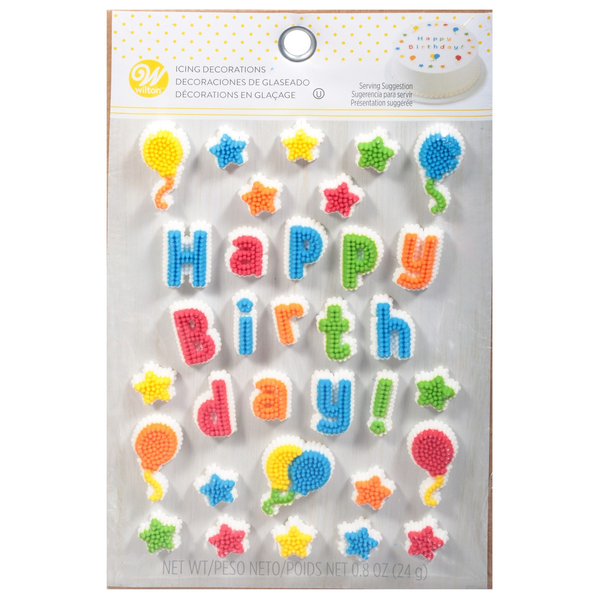 slide 1 of 9, Wilton Happy Birthday Icing Decorations, 0.92 oz