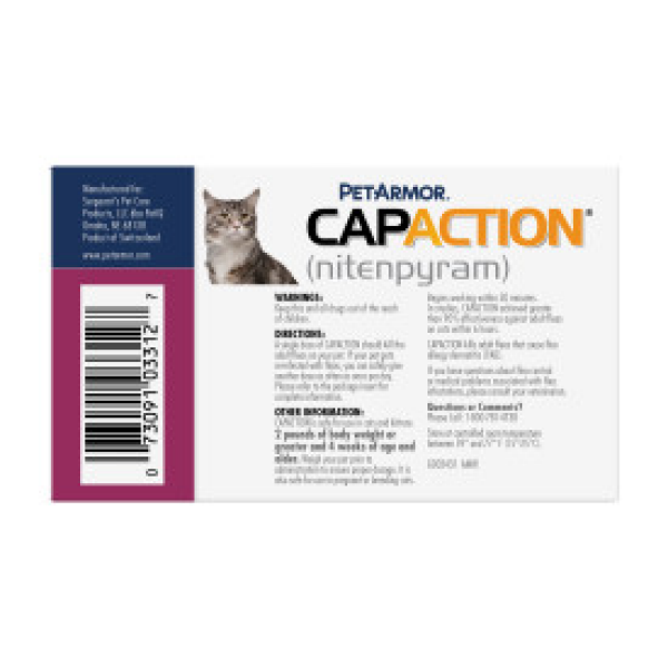 slide 5 of 5, PETARMOR CAPACTION Fast-Acting Oral Flea Treatment for Cats 2-25 lbs, 6 Count, 11.4 mg, 6 ct