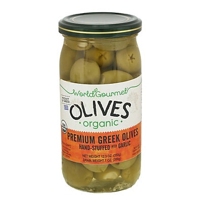 slide 1 of 1, World Gourmet Organic Olives Stuffed with Garlic, 12.3 oz