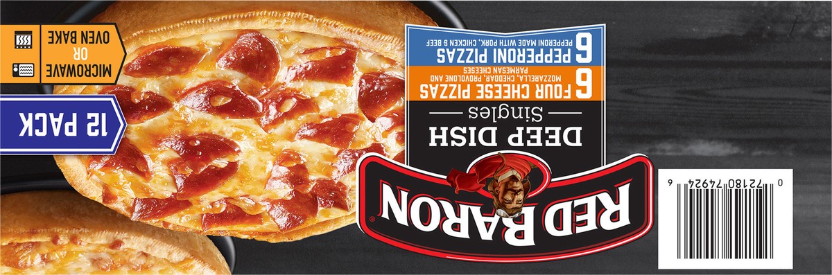 slide 13 of 14, Red Baron Singles Four Cheese/Pepperoni Deep Dish Pizzas Variety Pack 12 ct Box, 12 ct; 69.6 oz