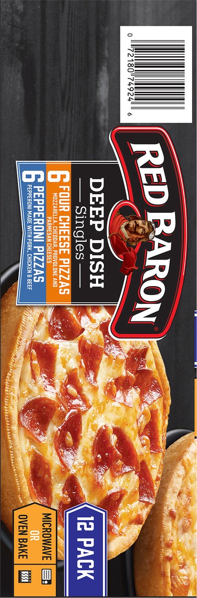 slide 9 of 14, Red Baron Singles Four Cheese/Pepperoni Deep Dish Pizzas Variety Pack 12 ct Box, 12 ct; 69.6 oz
