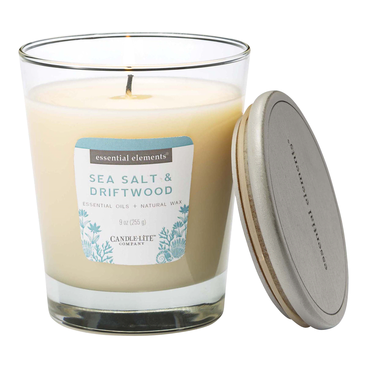 slide 1 of 1, Candle-Lite Essential Elements Sea Salt & Driftwood Jar Candle - Ivory, 9 oz