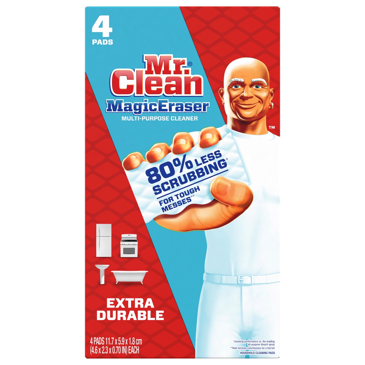 slide 1 of 6, Mr. Clean Magic Eraser Extra Durable Scrubber, Cleaning Pad, 4 count, 4 ct