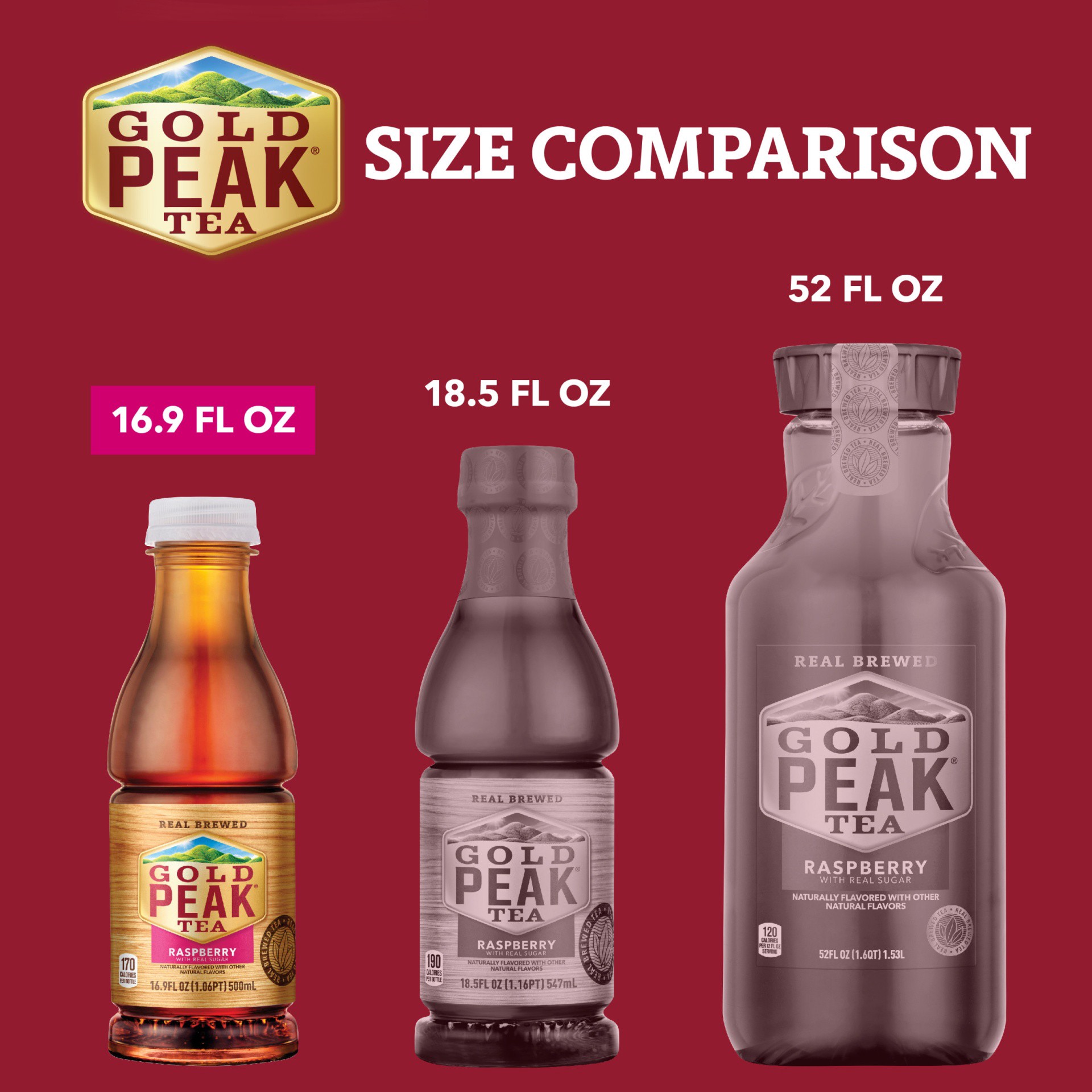 slide 12 of 14, Gold Peak Raspberry Flavored Iced Tea Drink, 16.9 fl oz, 6 Pack, 101.40 fl oz