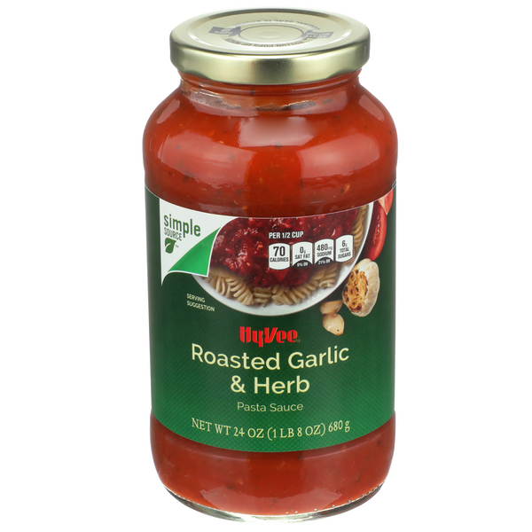 slide 1 of 1, Hy-vee Roasted Garlic & Herb Pasta Sauce, 24 oz