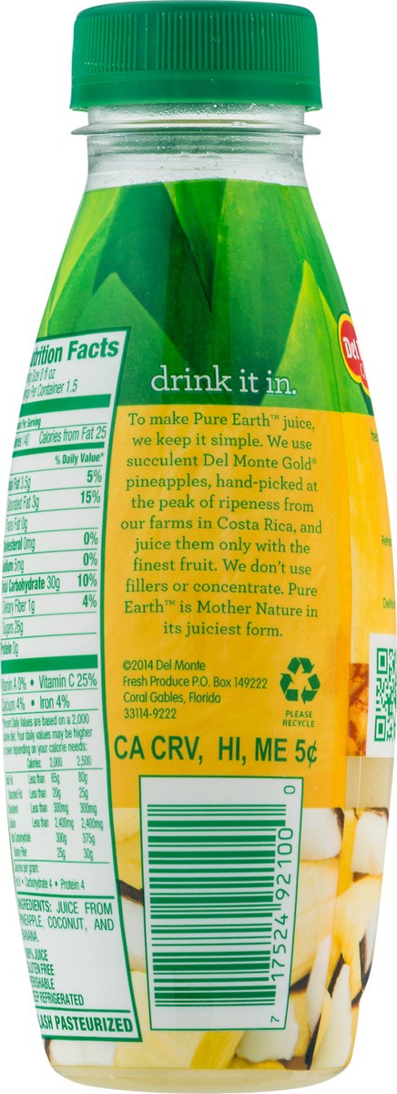 slide 5 of 9, Del Monte Pure Earth Pineapple Banana Coconut 100% Juice 12 fl oz, 12 fl oz