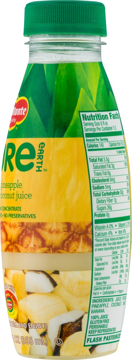 slide 8 of 9, Del Monte Pure Earth Pineapple Banana Coconut 100% Juice 12 fl oz, 12 fl oz