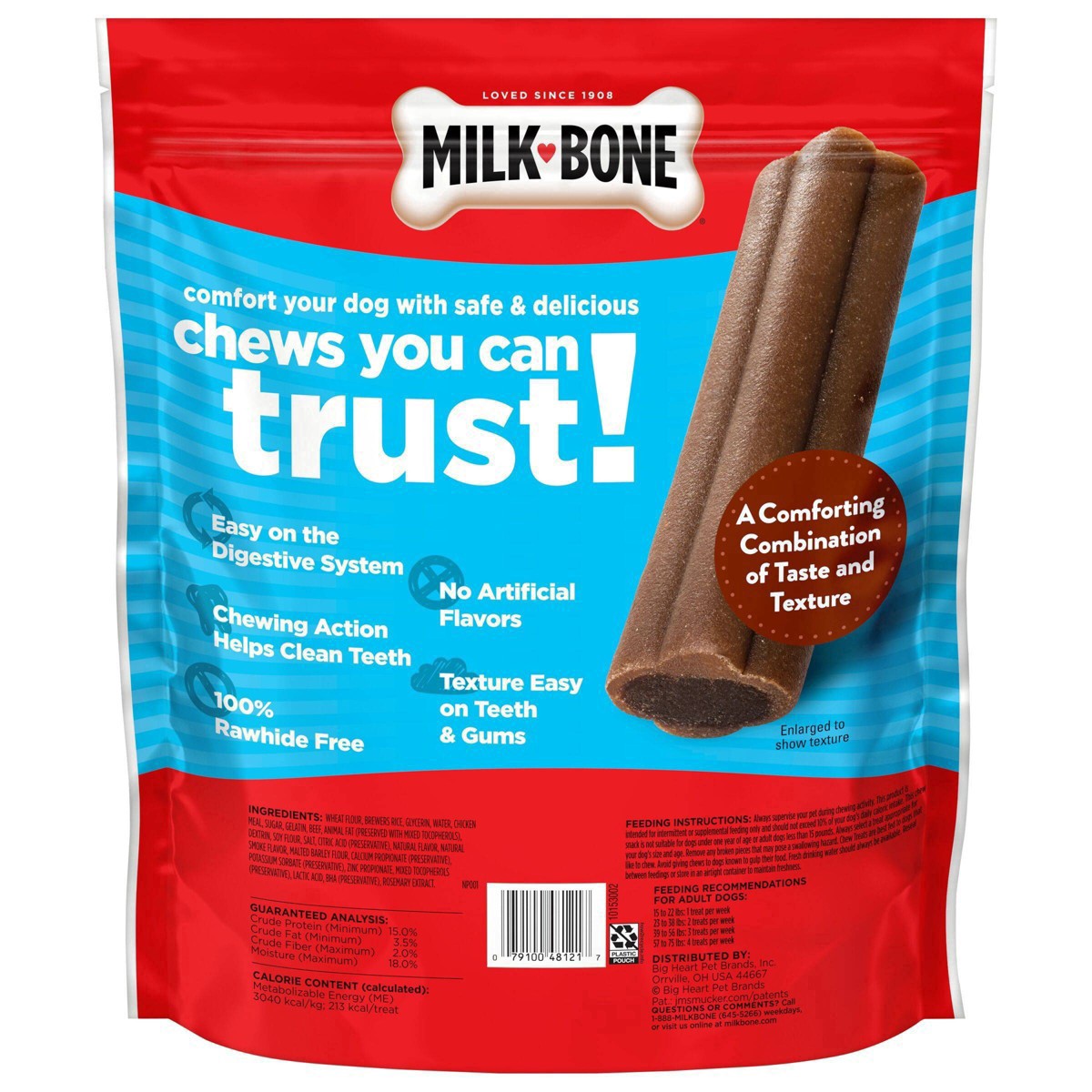 slide 9 of 13, Milk-Bone Comfort Chews, Dog Chews with Unique Chewy Texture and Real Beef, 40.8 Oz. Bag of 16 Chews, 40.8 oz