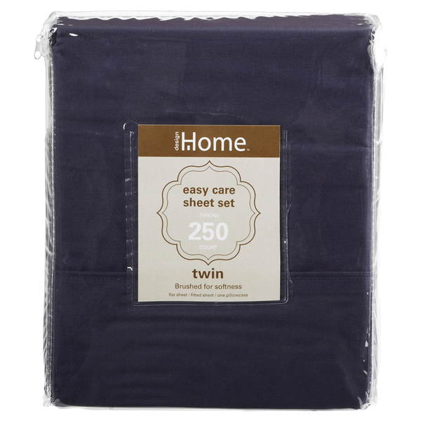 slide 1 of 2, Home Sheet Set 250TC Cotton, Twin, Navy Blue, Twin Size