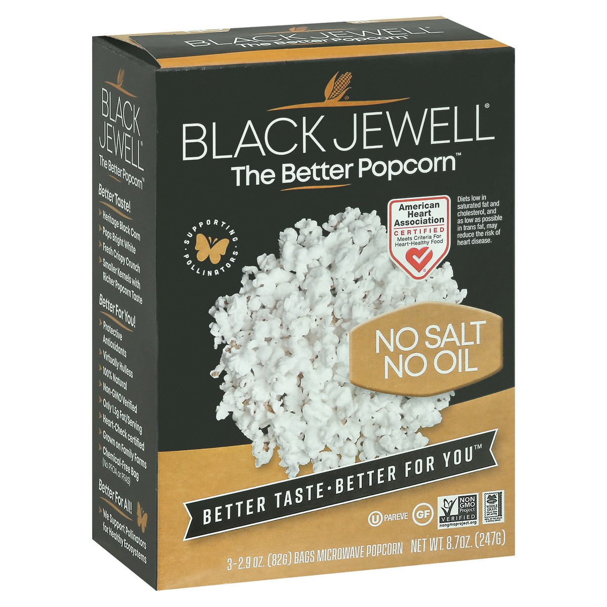 slide 2 of 15, Black Jewel No Salt No Oil Microwave Popcorn 3 - 2.9 oz Bags, 3 ct