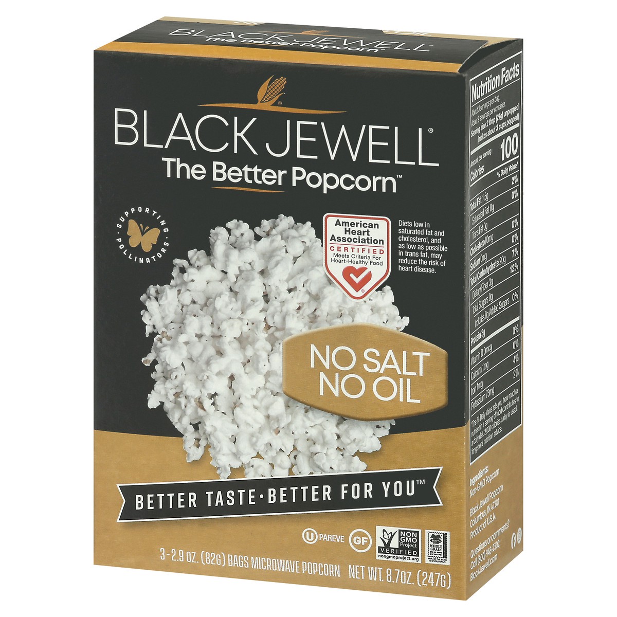 slide 3 of 15, Black Jewel No Salt No Oil Microwave Popcorn 3 - 2.9 oz Bags, 3 ct