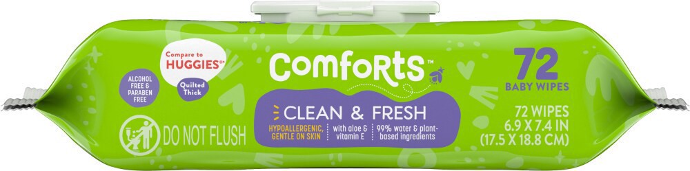 slide 2 of 2, Comforts Clean Scent Baby Wipes, 72 ct