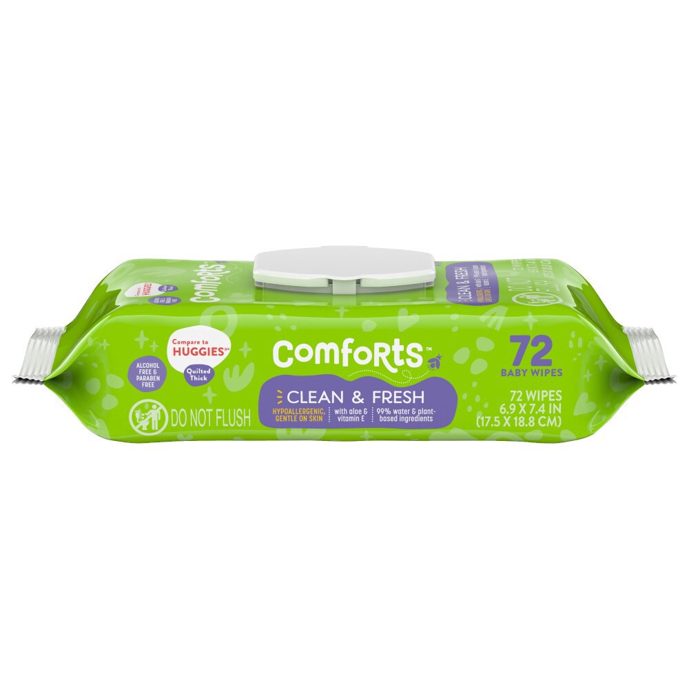 slide 1 of 2, Comforts Clean Scent Baby Wipes, 72 ct