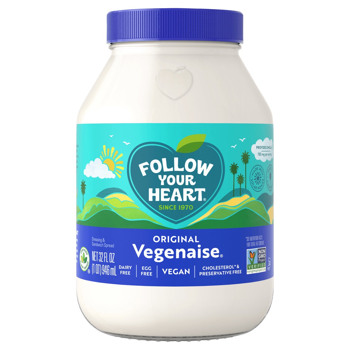 slide 1 of 1, Follow Your Heart Dairy Free Vegan Original Mayo, 32 FL OZ Jar, 32 oz