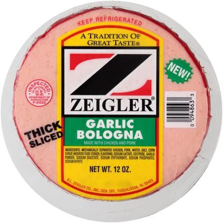 slide 1 of 1, Zeigler Thick Sliced Garlic Bologna, 12 oz