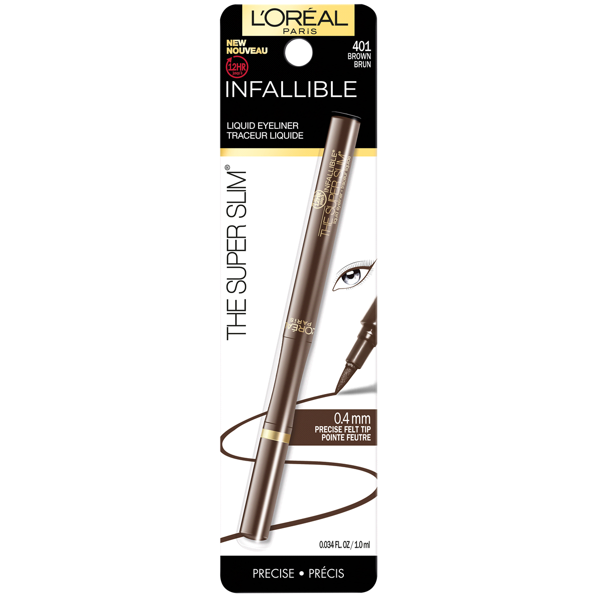 slide 1 of 2, L'Oréal Infallible Super Slim Liner 401 Brown, 0.034 oz